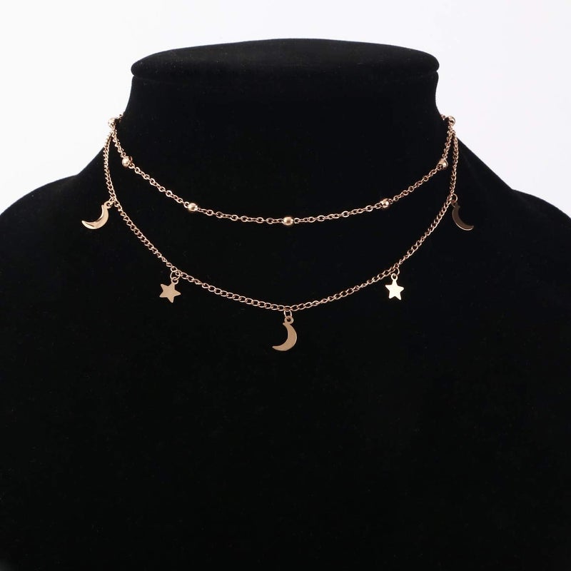 BaubleStar Star Moon Charm Necklace Layering Chain Choker for Women - Image 3